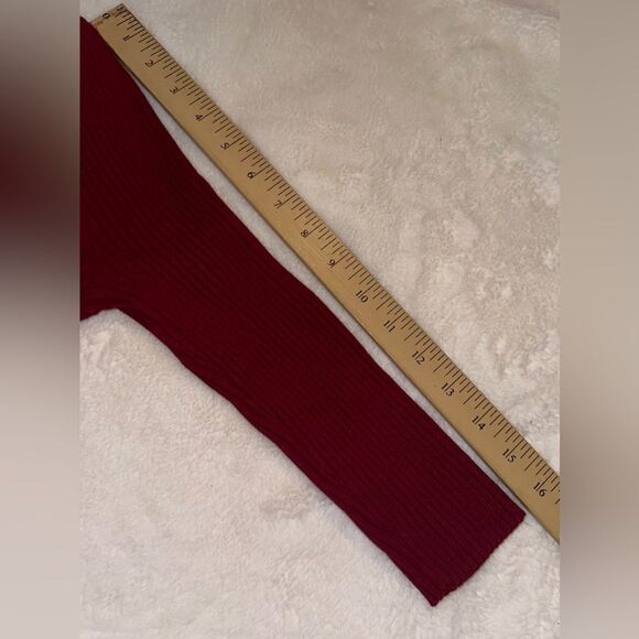 August Silk Women Sweater Size L Red V-Neck Lace Trim ¾ Sleeves Pullover - Picture 6 of 6